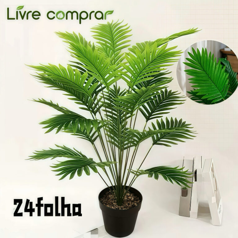 80CM 24Folhas Planta Artificial Palmeira Areca Real Toque — achadinho de jardim e plantas que vale a pena