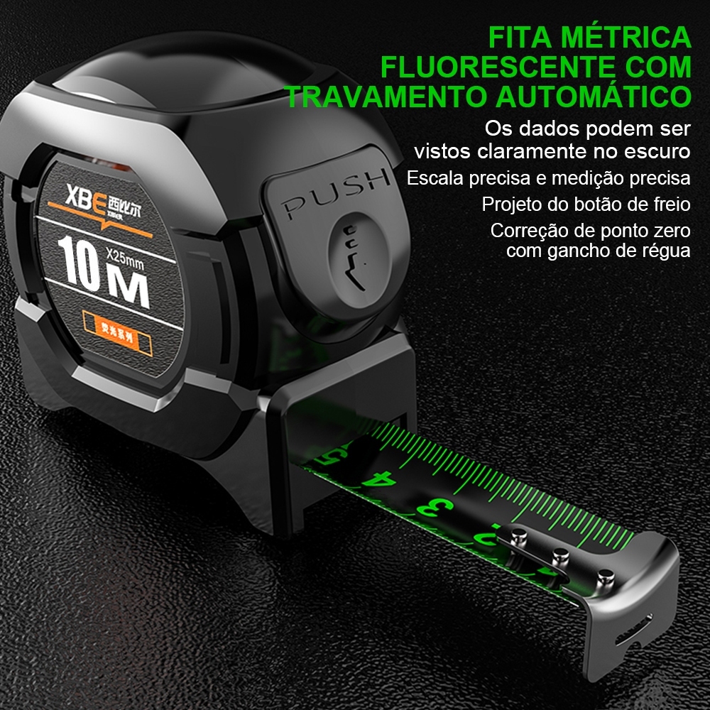 Achadinho da hora: Fita Métrica Aço Inoxidável 7.5/10m carbono De Alta Precisão trena Profissional Fluorescente