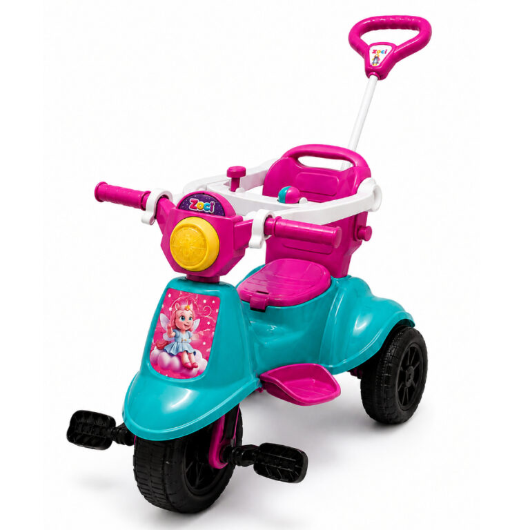 Achadinho da hora: Triciclo Carrinho Motoca C/ Guia Passeio e Pedal Avespa Colorido Infantil Empurrador