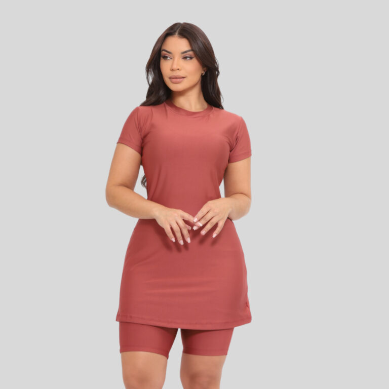 Achadinho do dia: Conjunto Fitness Feminino Moda Evangelica C/ Bolso Vestido e Short Treinos Moda Crista