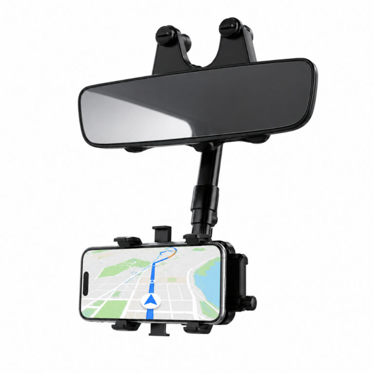 Achei na Shopee: Suporte para Celular Universal de Retrovisor Carro Extensível Giro 360º Ajustável