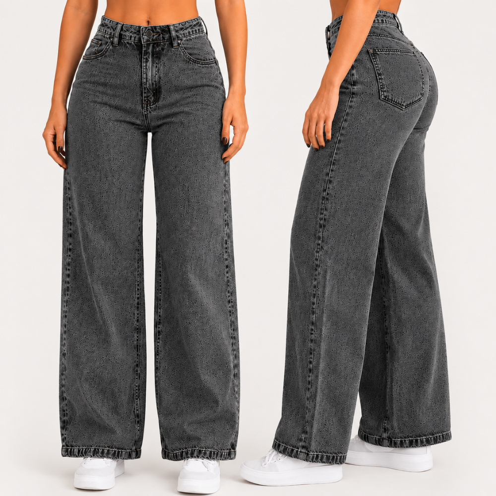 Calça Jeans Feminina Wide Leg Cintura Alta Pantalona Boca Larga Perna Ampla — achadinho de moda feminina que vale a pena