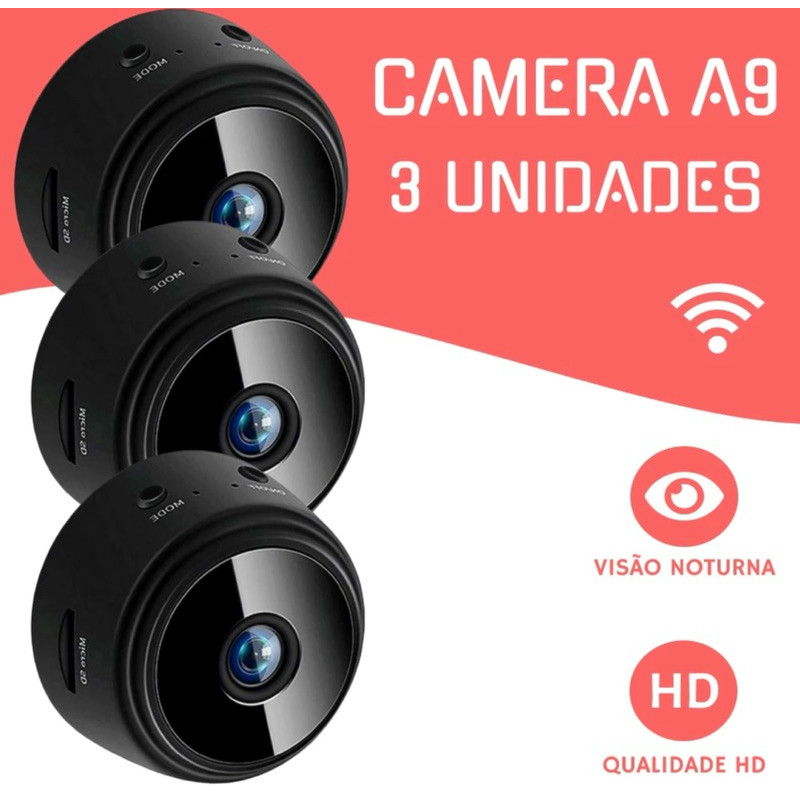 Câmeras A9 HD Mini com visão noturna Wifi Câmera 1080P Vigilância — achadinho de casa inteligente que vale a pena