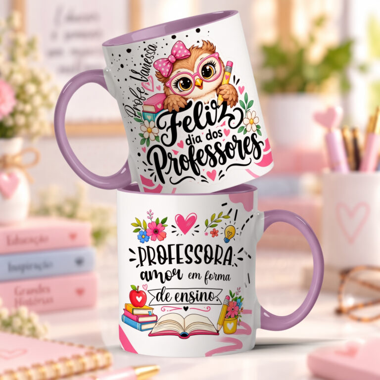Caneca De Porcelana Feliz dia dos Professores Professor Professora Presente Criativo — achadinho de festas e presentes que vale a pena