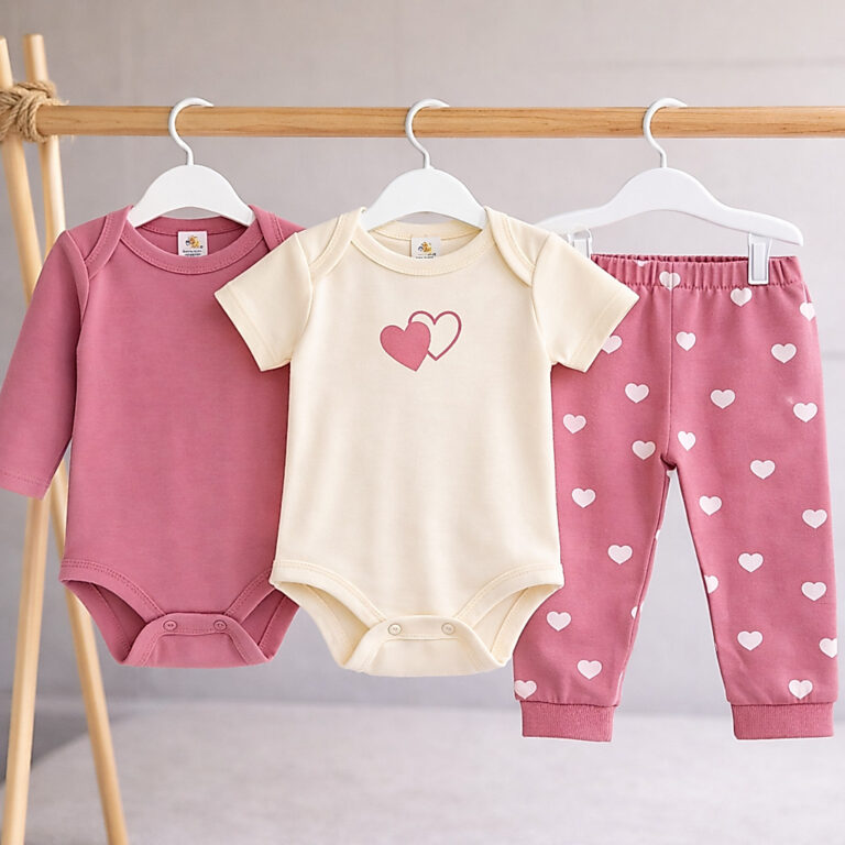 Olha esse achadinho de bebês: Conjunto Menina 3 Peças Roupa De Bebê Feminina Enxoval Algodão Kit Body Premium Conforto Total