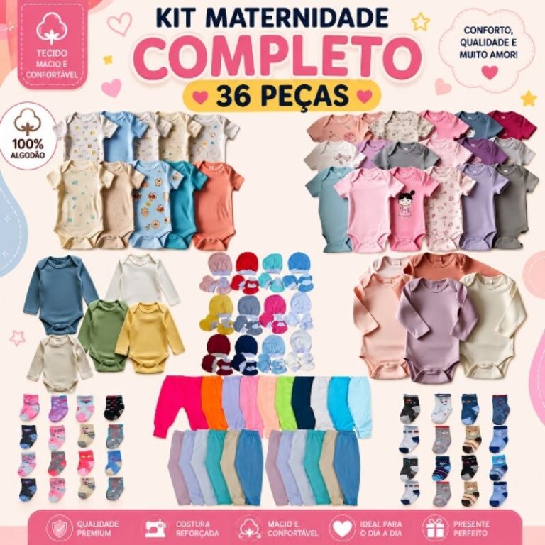 Olha esse achadinho de bebês: Kit 36 peças Roupas de bebe enxoval maternidade Menino ou Menina Body + Mijão /Calça