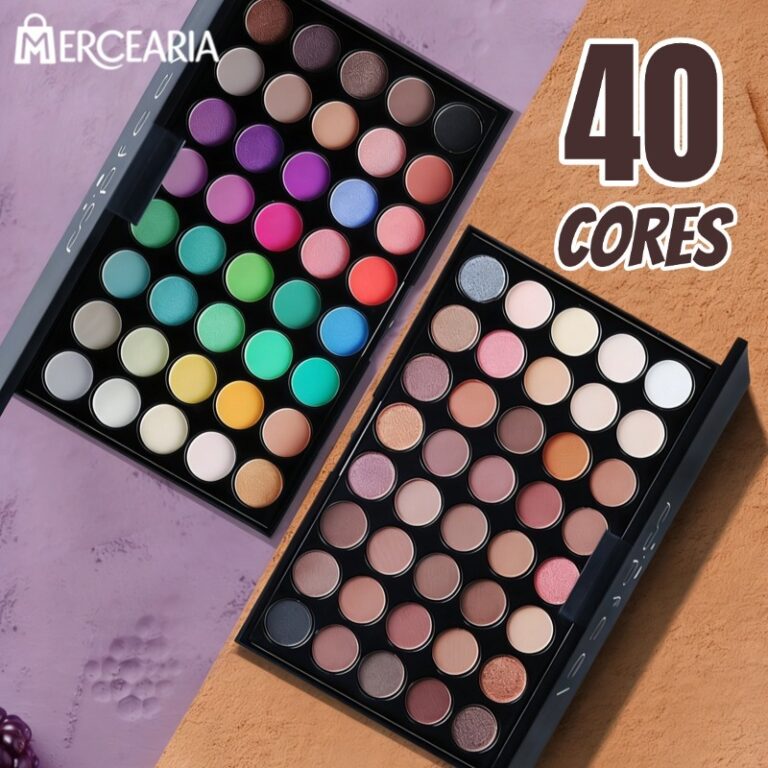 Olha esse achadinho de beleza e maquiagem: Paleta de Sombras com 40 Cores - Acabamento Matte e Shimmer, Alta Pigmentação, Efeito Esfumado