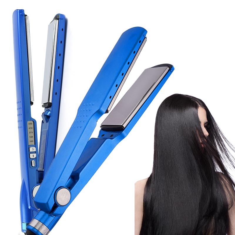 Prancha Alisadora de cabelo nano titanium 450F Azul bivolt 110/220V — achadinho de cabelos que vale a pena