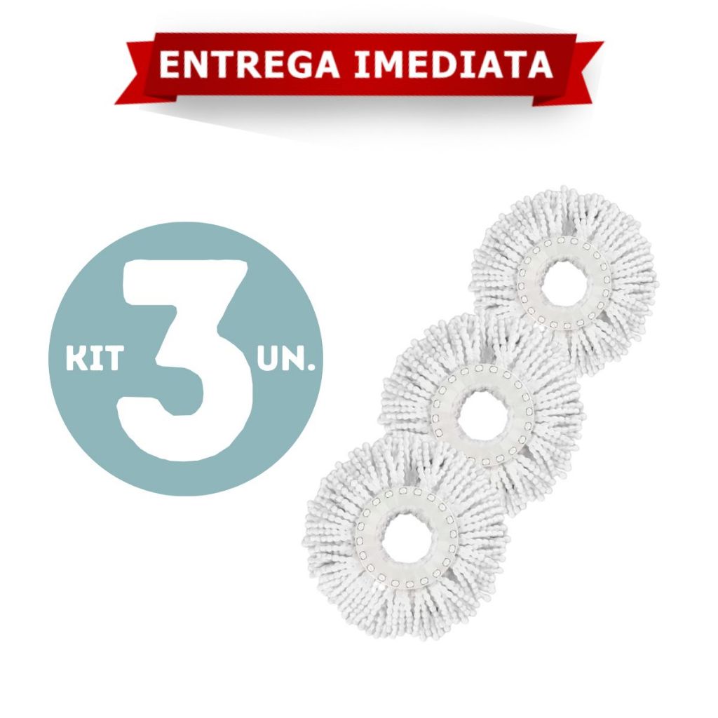 Refil de Mop Giratório Universal 2 Tamanhos — achadinho de limpeza e lavanderia que vale a pena